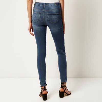 Mid blue wash ripped Molly reform jeggings